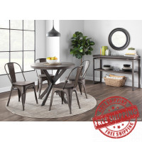 Lumisource DT-XPEDSTL ANES X Pedestal Industrial Dinette Table with Antique Metal and Espresso Bamboo